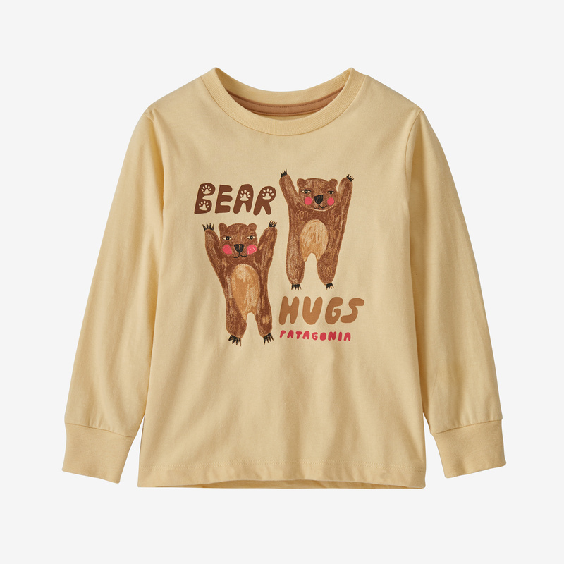 Patagonia Baby Long-Sleeved Regenerative Organic Certified™ Cotton Graphic T-Shirt - Bear Hugs: Oat White
