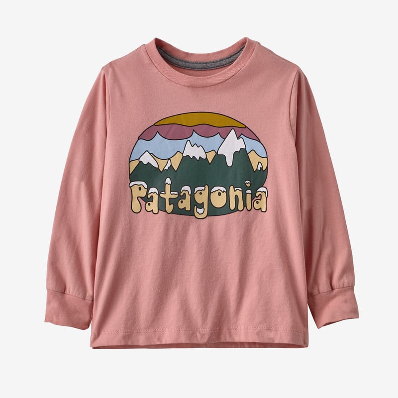 Patagonia Baby Long-Sleeved Regenerative Organic Certified™ Cotton Graphic T-Shirt - Fitz Roy Flurries: Sunfade Pink