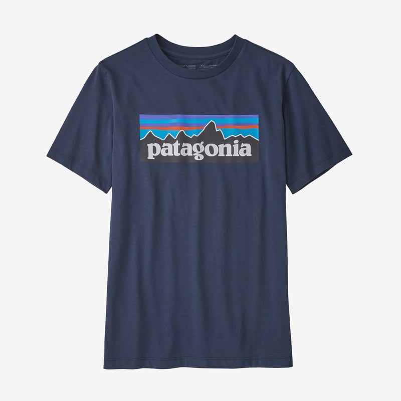 Patagonia Kids' Regenerative Organic Certified™ Cotton P-6 Logo T-Shirt - New Navy