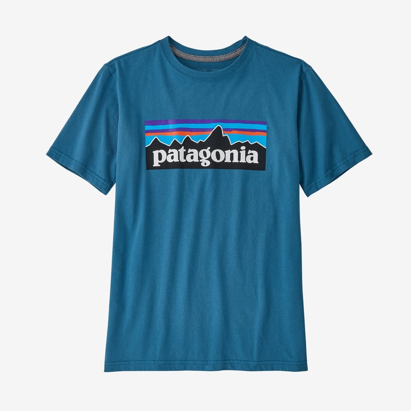 Patagonia Kids' Regenerative Organic Certified™ Cotton P-6 Logo T-Shirt - Wavy Blue