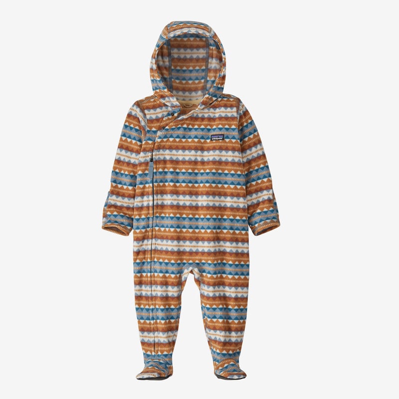 Patagonia Infant Micro D® Fleece Bunting - Diamond Stripe: Light Plume Grey