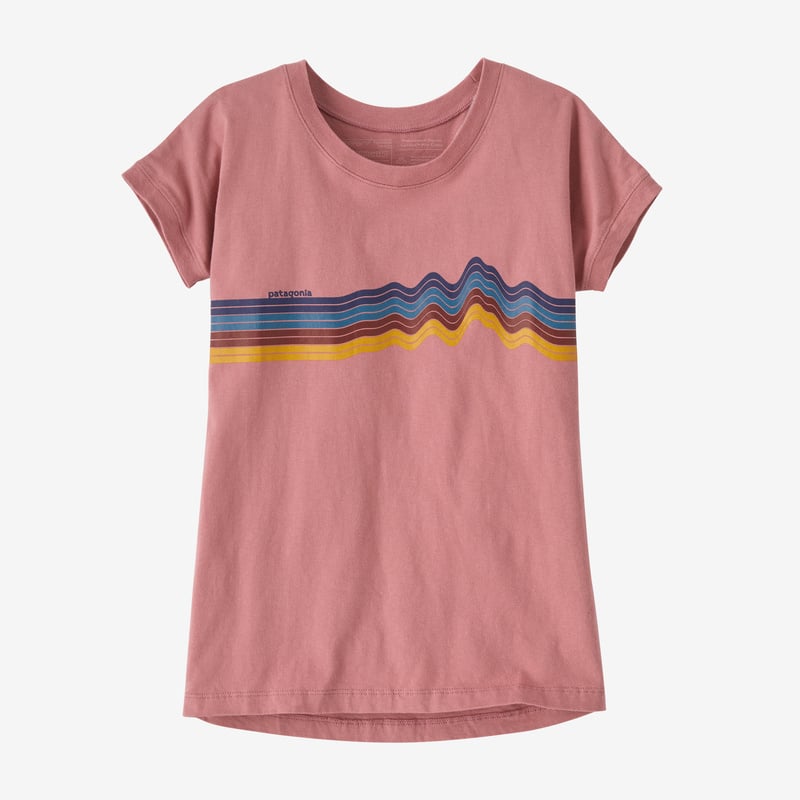 Patagonia Girls' Regenerative Organic Certified™ Cotton Graphic T-Shirt - Ridge Rise Stripe: Light Star Pink
