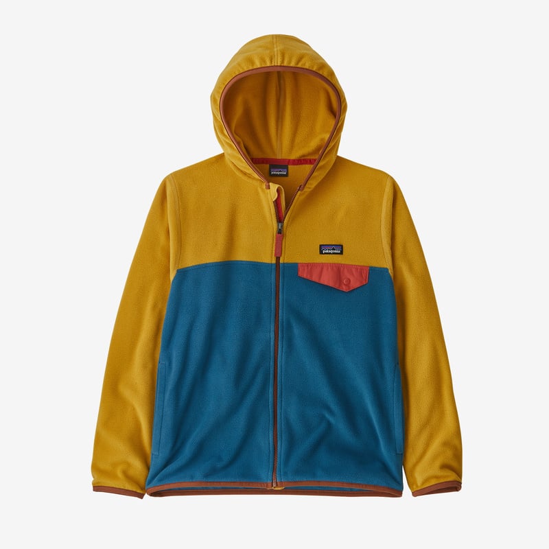Patagonia Kids' Micro D® Snap-T® Fleece Jacket - Wavy Blue w/Cabin Gold
