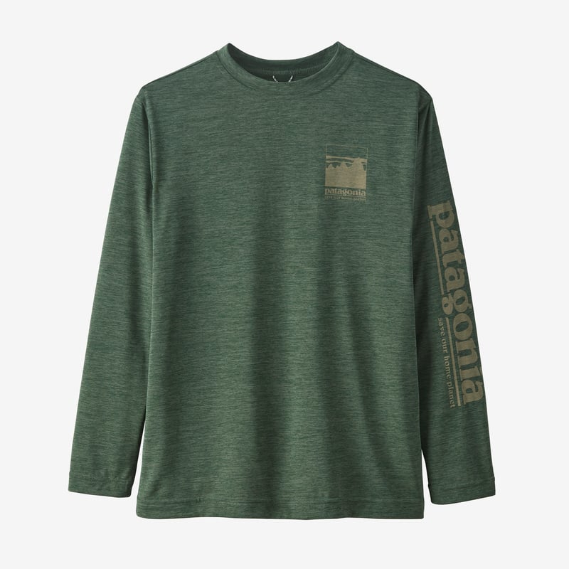 Patagonia Boys' Long-Sleeved Capilene® Cool Daily T-Shirt - Alpine Icon: Pinyon Green X-Dye