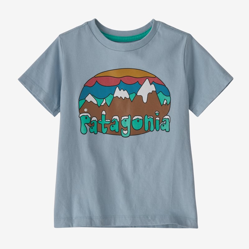 Patagonia Baby Regenerative Organic Certified™ Cotton Graphic T-Shirt - Fitz Roy Flurries: Steam Blue