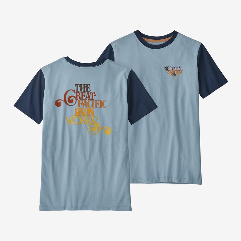 Patagonia Kids' Regenerative Organic Certified™ Cotton Graphic T-Shirt - GPIW Logo: Steam Blue