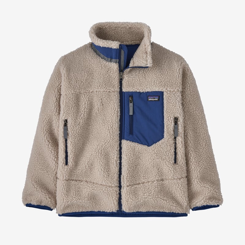 Patagonia Kids' Retro-X® Fleece Jacket - Natural w/Superior Blue