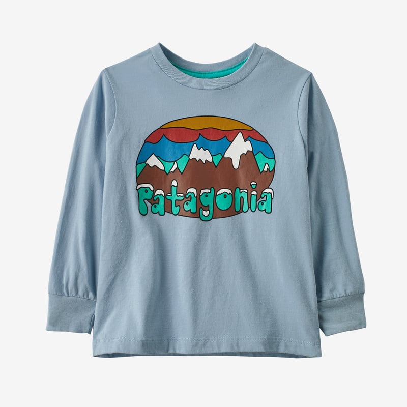 Patagonia Baby Long-Sleeved Regenerative Organic Certified™ Cotton Graphic T-Shirt - Fitz Roy Flurries: Steam Blue