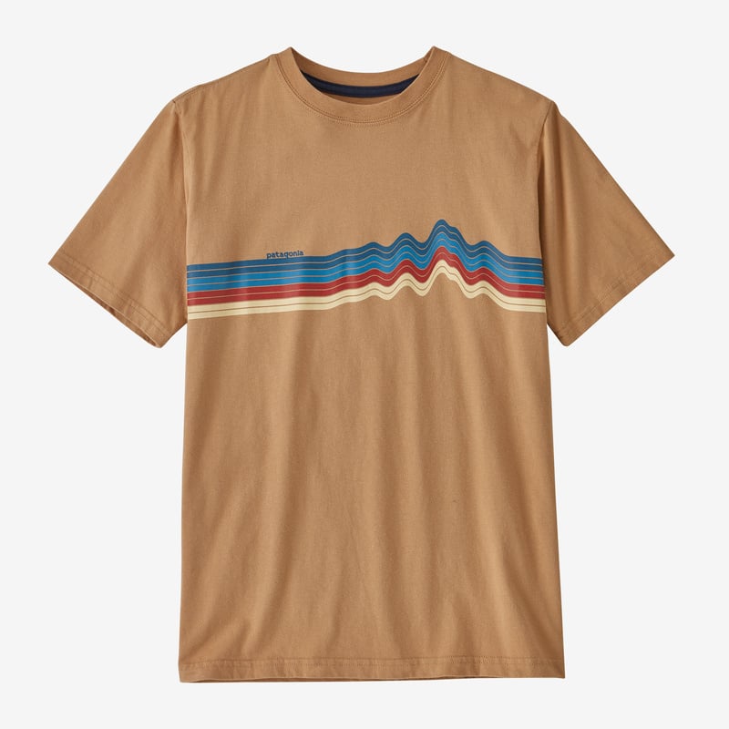 Patagonia Kids' Regenerative Organic Certified™ Cotton Graphic T-Shirt - Ridge Rise Stripe: Dark Camel