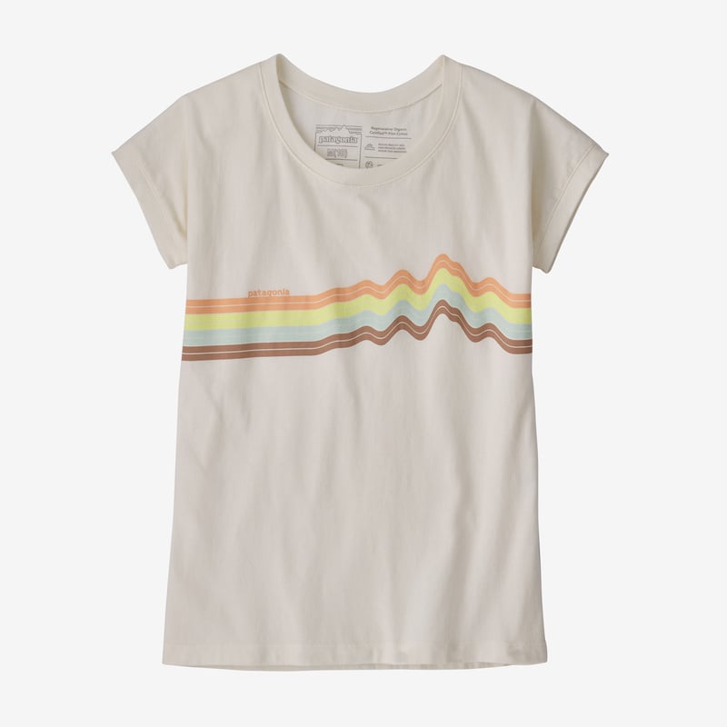 Patagonia Girls' Regenerative Organic Certified™ Cotton Graphic T-Shirt - Ridge Rise Stripe: Birch White