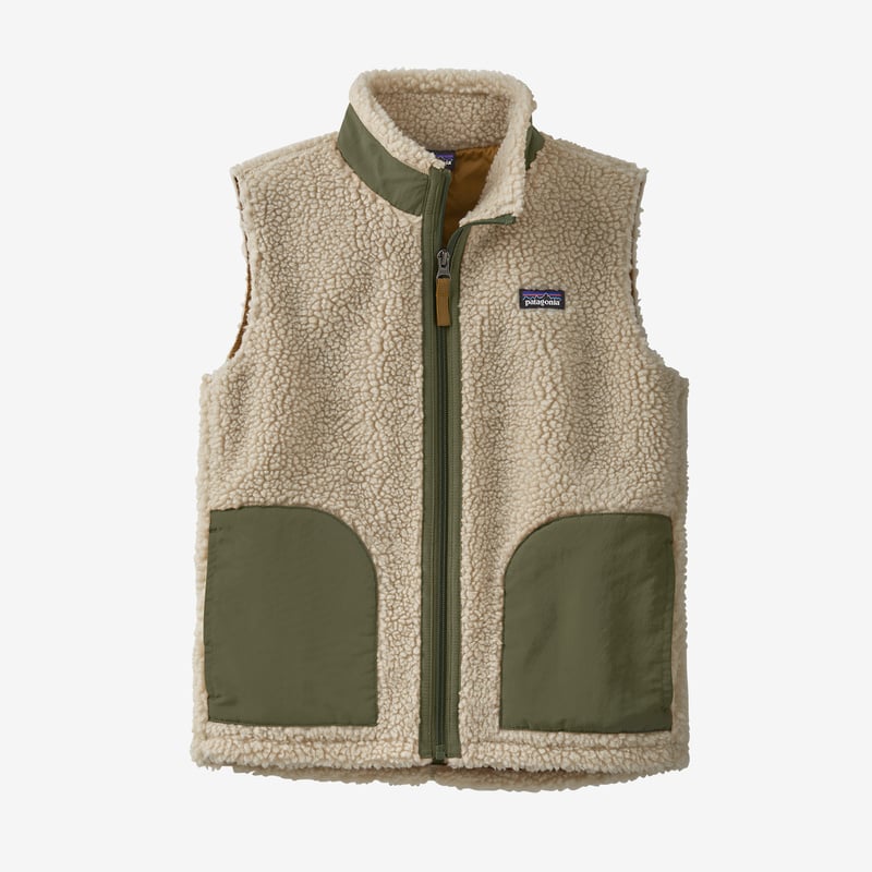 Patagonia Kids' Retro-X® Fleece Vest - Natural w/Coriander Brown