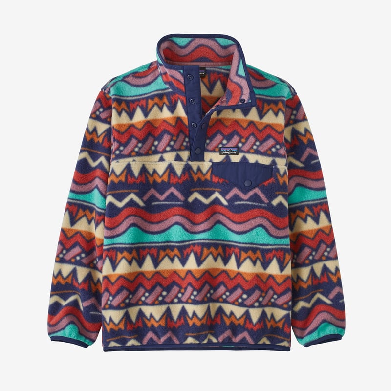 Patagonia Kids' Lightweight Synchilla® Snap-T® Fleece Pullover - Lofoten Geo: Sound Blue