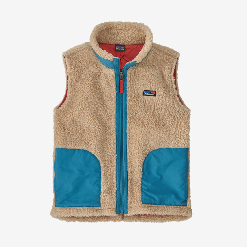 Patagonia Kids' Retro-X® Fleece Vest - Dark Natural w/Anacapa Blue