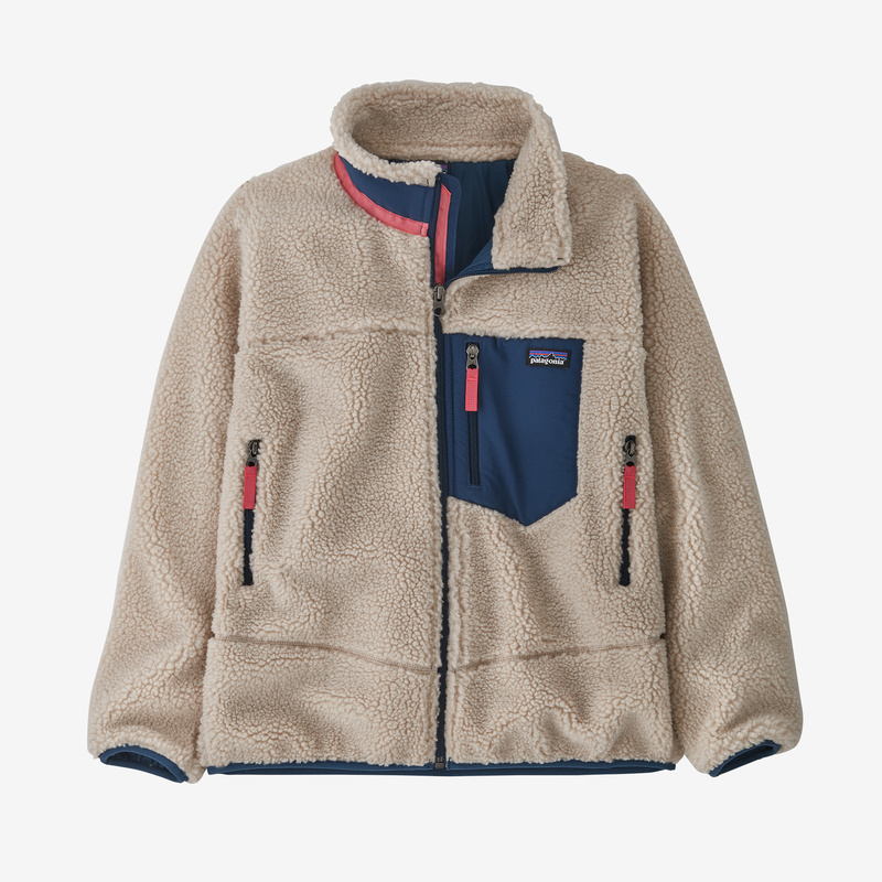 Patagonia Kids' Retro-X® Fleece Jacket - Natural w/Stone Blue