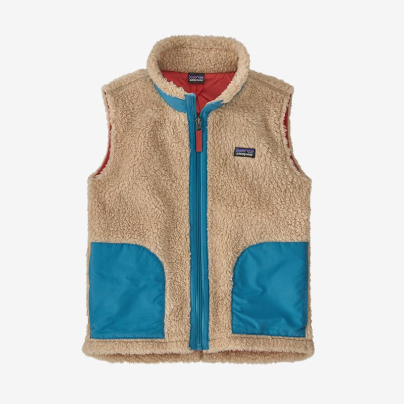 Patagonia Kids' Retro-X® Fleece Vest - Dark Natural w/Anacapa Blue