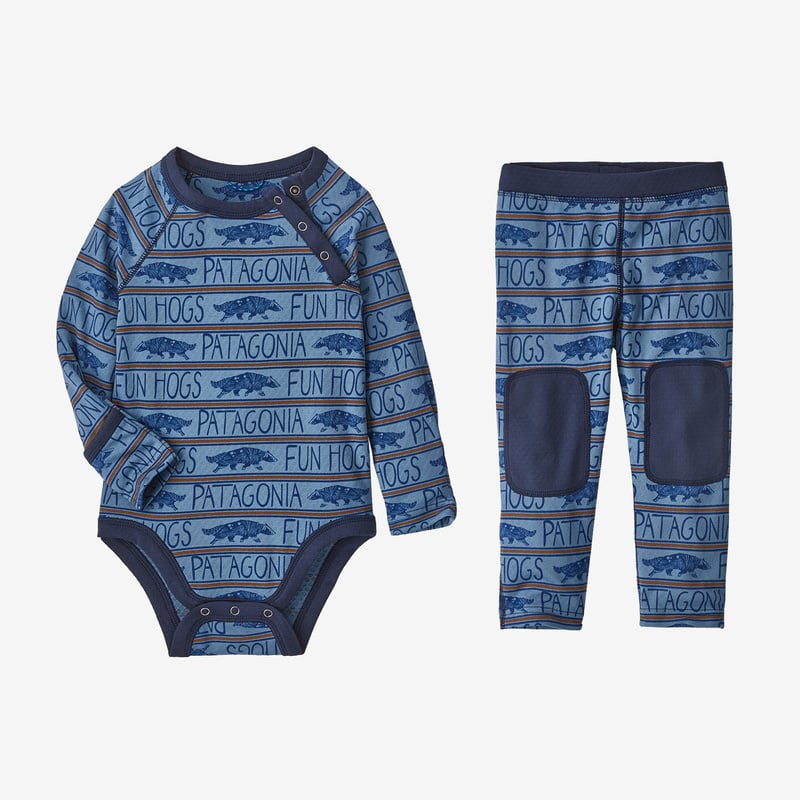 Patagonia Infant Capilene® Midweight Set - Badgerhogging: Pigeon Blue
