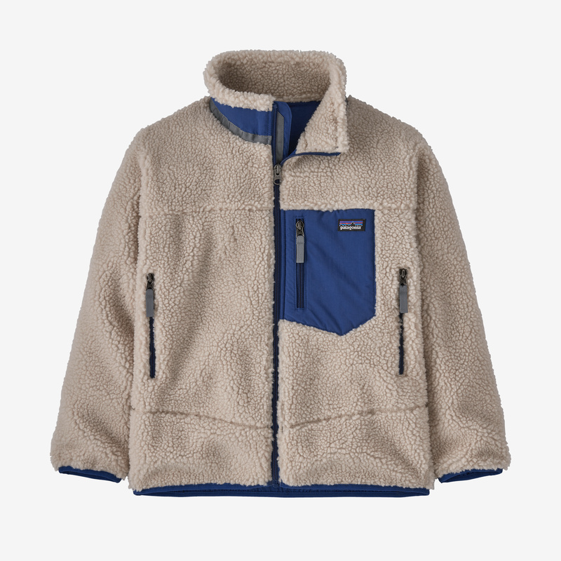 Patagonia Kids' Retro-X® Fleece Jacket - Natural w/Superior Blue