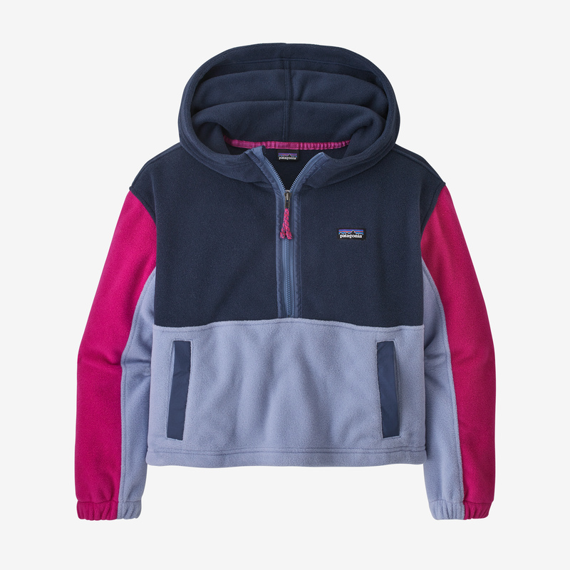 Patagonia Kids' Microdini Cropped Fleece Hoody Pullover - New Navy