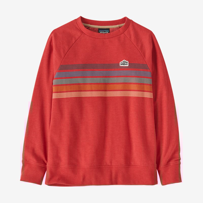 Patagonia Kids' Lightweight Crew Sweatshirt - Line Logo Ridge Stripe: Sumac Red