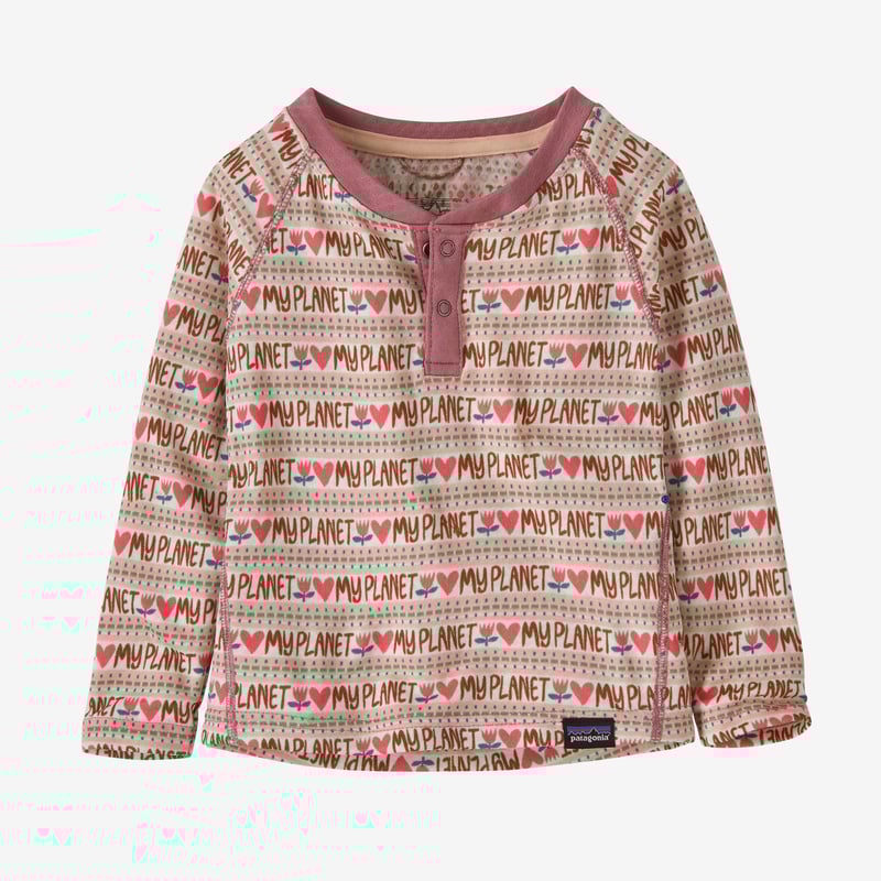 Patagonia Baby Capilene® Midweight Henley - Planet Hearts: Light Star Pink