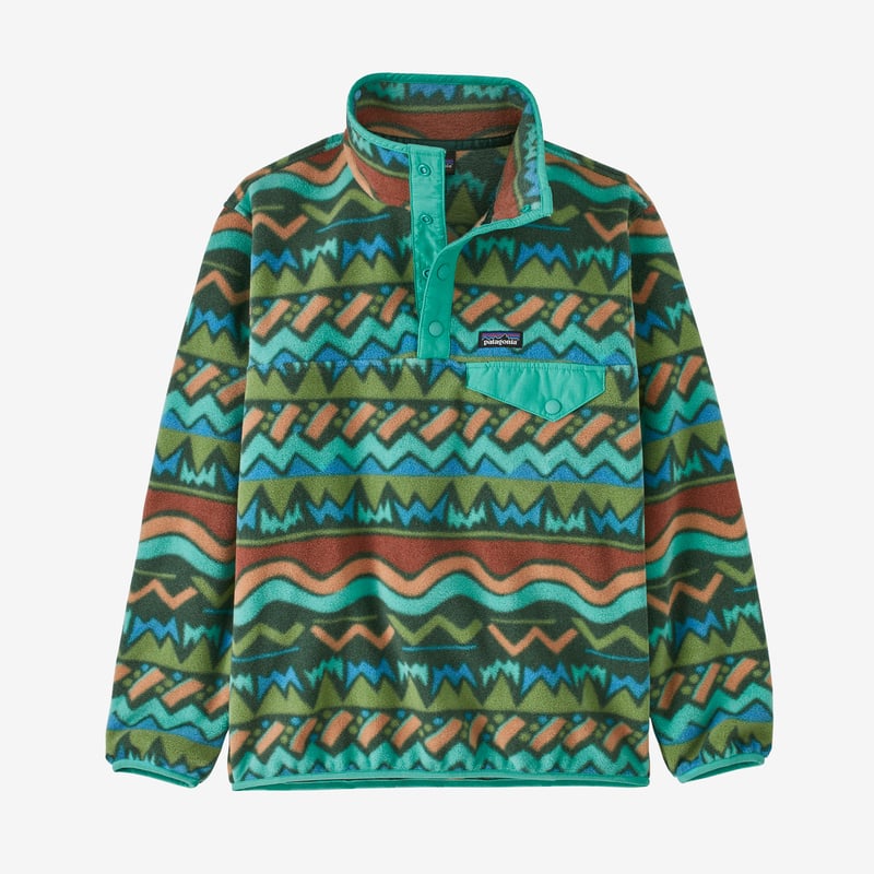 Patagonia Kids' Lightweight Synchilla® Snap-T® Fleece Pullover - Lofoten Geo: Fresh Teal