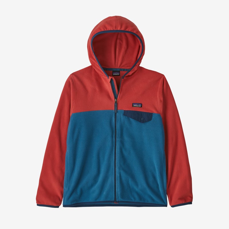 Patagonia Kids' Micro D® Snap-T® Fleece Jacket - Wavy Blue w/Sumac Red