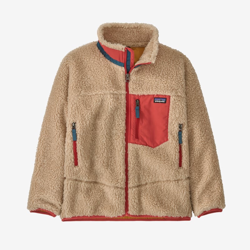 Patagonia Kids' Retro-X® Fleece Jacket - Dark Natural w/Sumac Red
