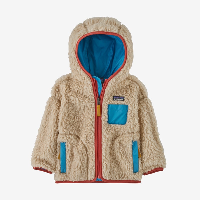 Patagonia Baby Retro-X® Fleece Hoody - Dark Natural w/Anacapa Blue