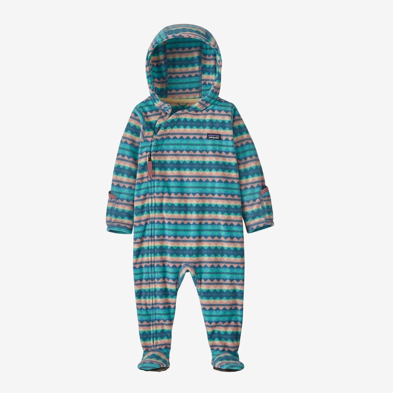 Patagonia Infant Micro D® Fleece Bunting - Diamond Stripe: Fresh Teal