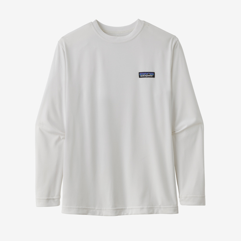 Patagonia Boys' Long-Sleeved Capilene® Cool Daily T-Shirt - P-6 Label: White