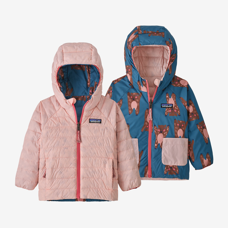 Patagonia Baby Reversible Down Sweater Hoody - Bear with Me: Wavy Blue