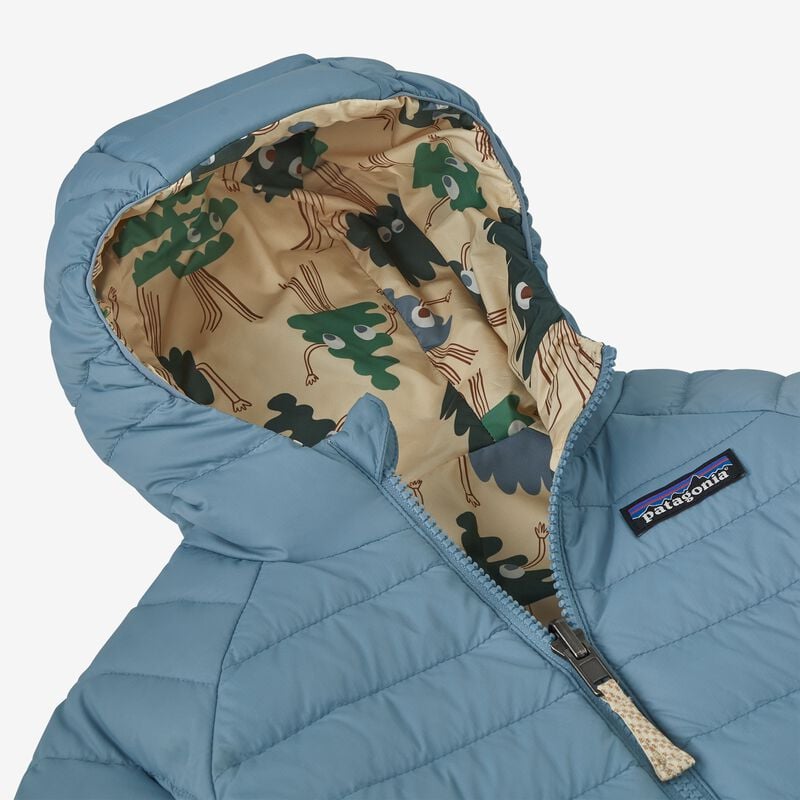 Patagonia Baby Reversible Down Sweater Hoody - Bear with Me: Wavy Blue