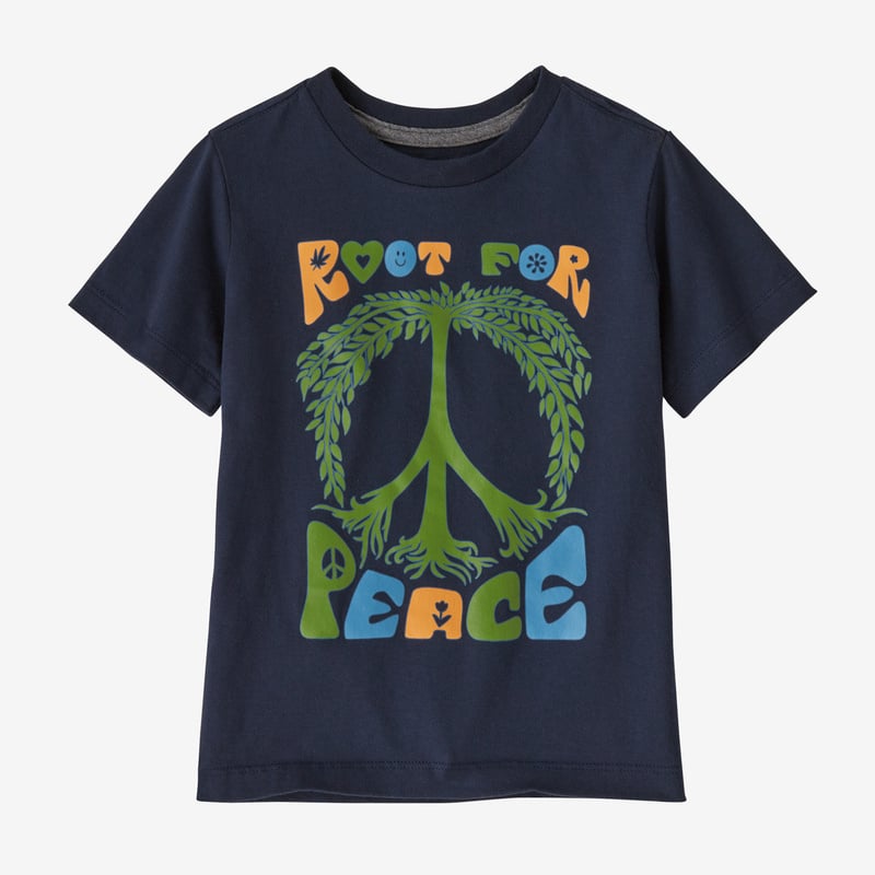 Patagonia Baby Regenerative Organic Certified™ Cotton Graphic T-Shirt - Root for Peace: New Navy