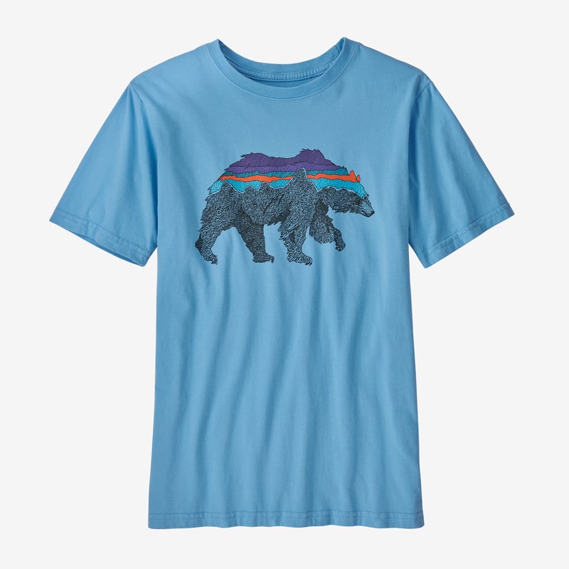Patagonia Kids' Regenerative Organic Certified™ Cotton Graphic T-Shirt - Back for Good Bear: Lago Blue