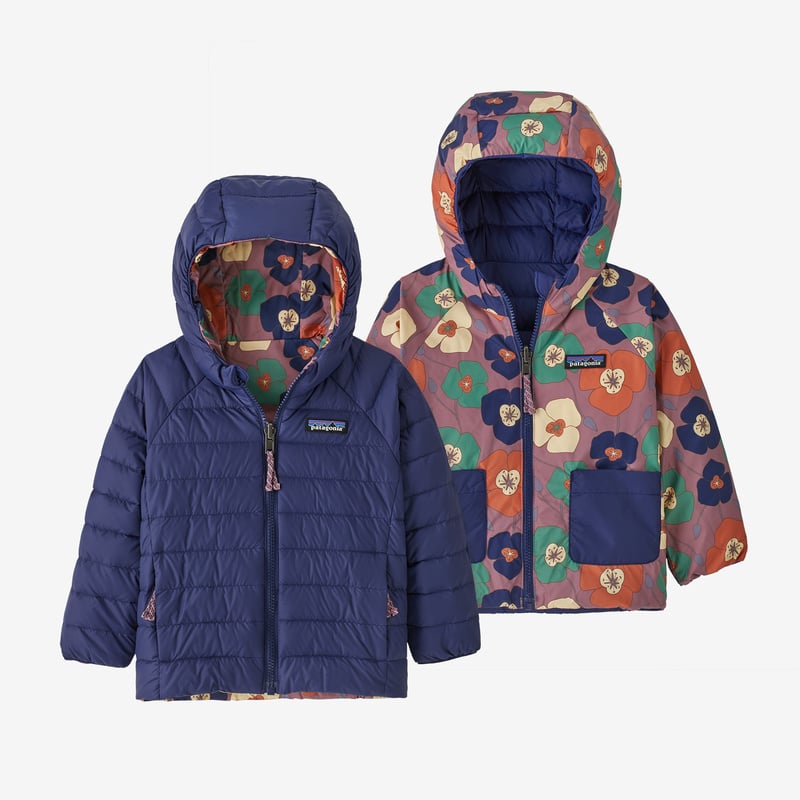 Patagonia Baby Reversible Down Sweater Hoody - Sequoia Love: Light Star Pink