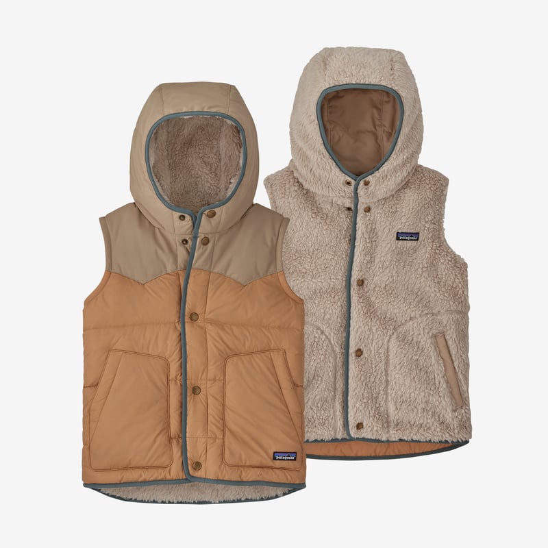 Patagonia Kids' Reversible Bivy Hoody Vest - Dark Camel