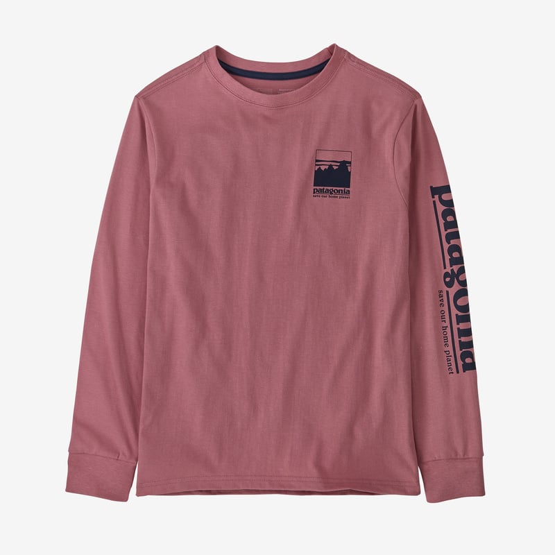 Patagonia Kids' Long-Sleeved Regenerative Organic Certified™ Cotton Graphic T-Shirt - Alpine Icon: Light Star Pink