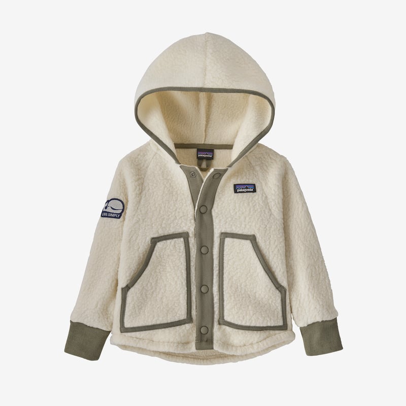 Patagonia Baby Retro Pile Fleece Jacket - Live Simply Whale Patch: Natural