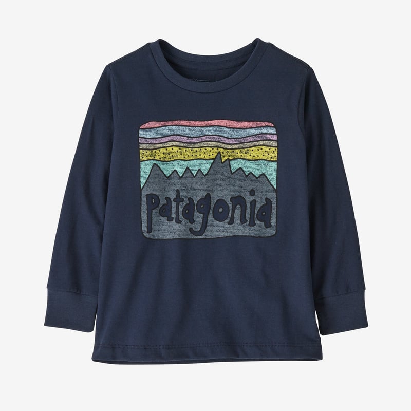 Patagonia Baby Long-Sleeved Regenerative Organic Certified™ Cotton Graphic T-Shirt - Fitz Roy Skies: New Navy