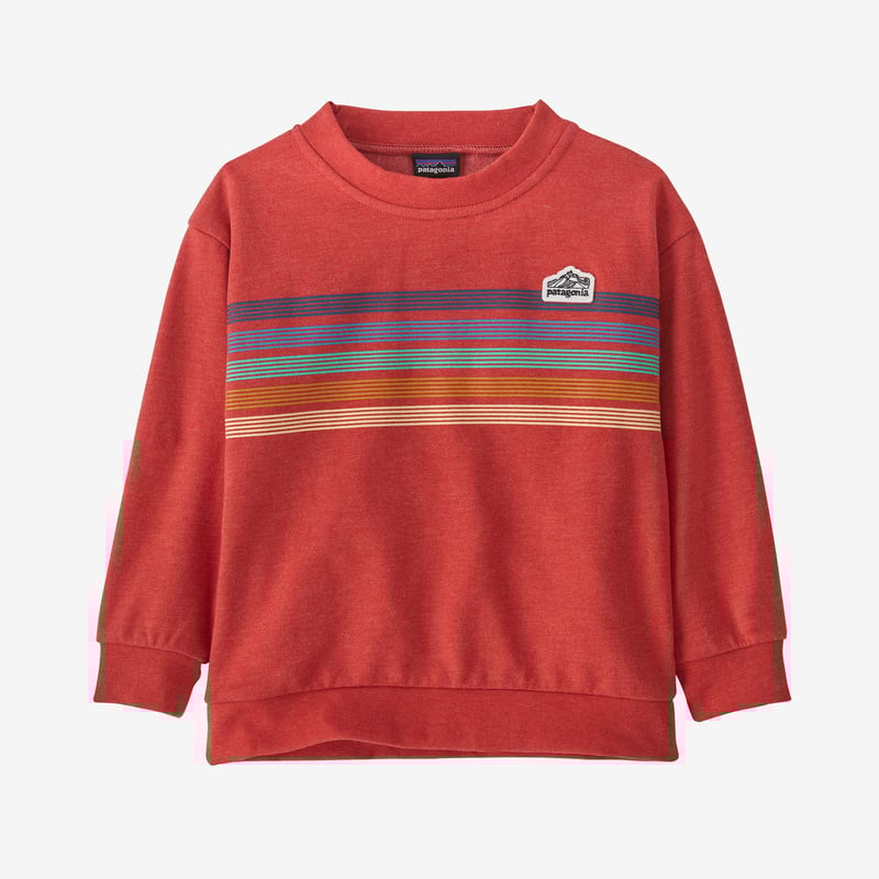 Patagonia Baby Lightweight Crew Sweatshirt - Line Logo Ridge Stripe: Sumac Red