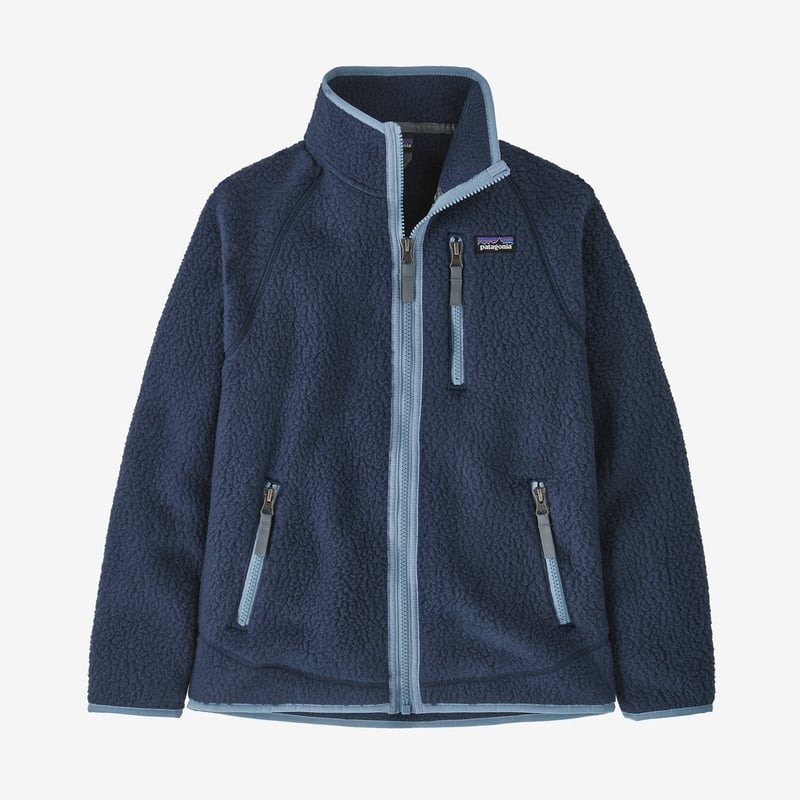 Patagonia Kids' Retro Pile Fleece Jacket - New Navy w/Light Plume Grey