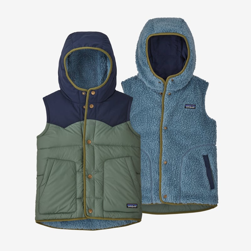 Patagonia Kids' Reversible Bivy Hoody Vest - Hemlock Green