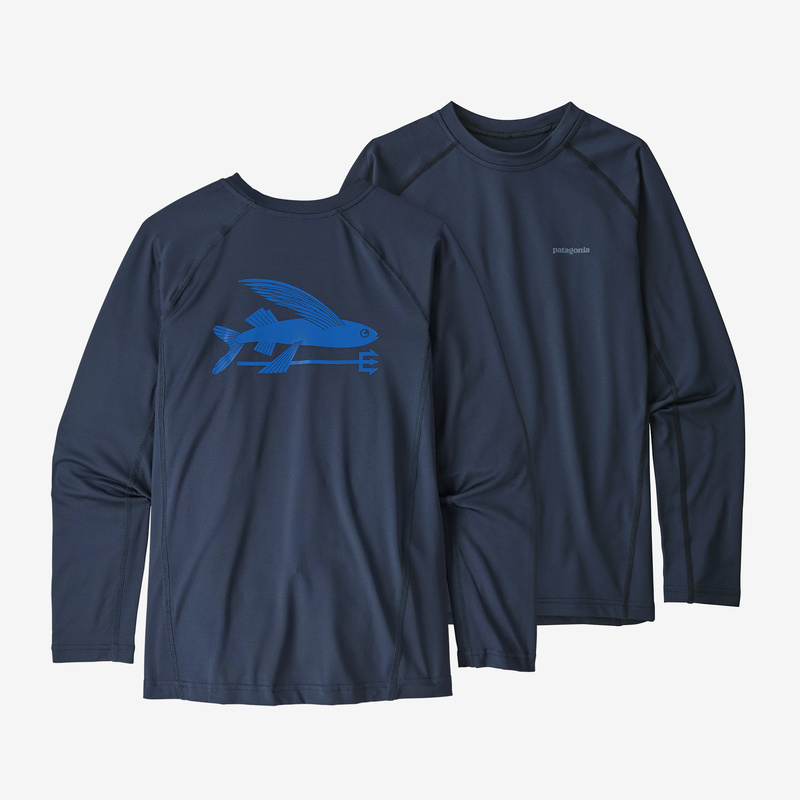 Patagonia Boys' Long-Sleeved Silkweight Rashguard - Flying Fish: New Navy