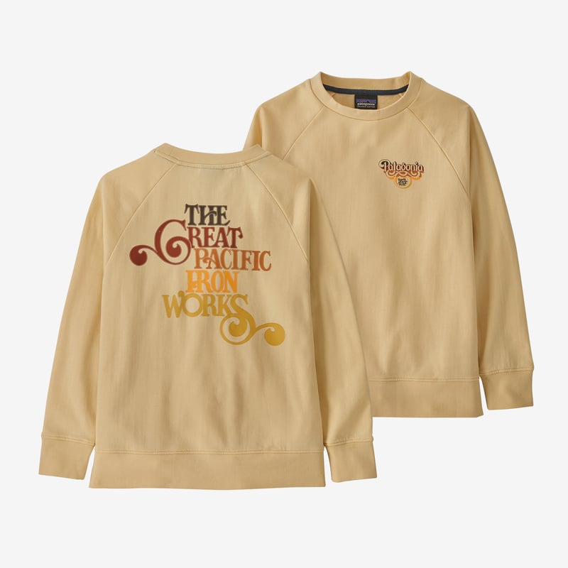 Patagonia Kids' Lightweight Crew Sweatshirt - GPIW Logo: Oat White