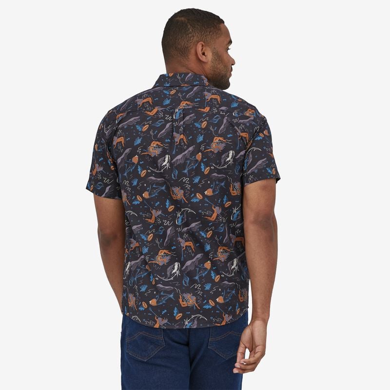 Patagonia Men's Malihini Pataloha® Shirt - Defend the Sea: Ink Black