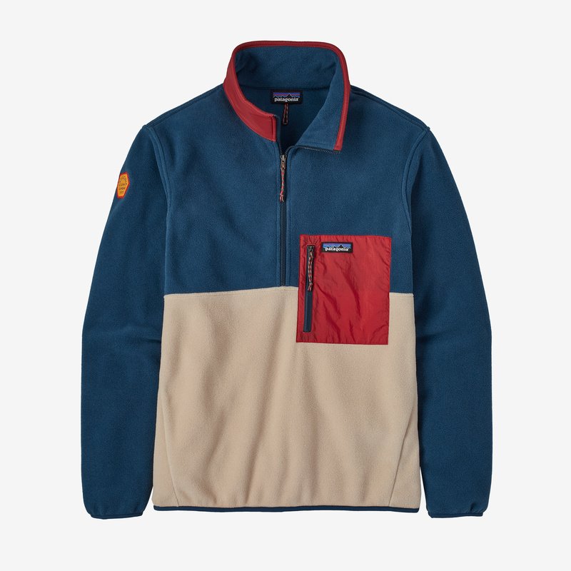 Patagonia Men's Microdini 1/2-Zip Fleece Pullover - Clean Climb Patch: Oar Tan