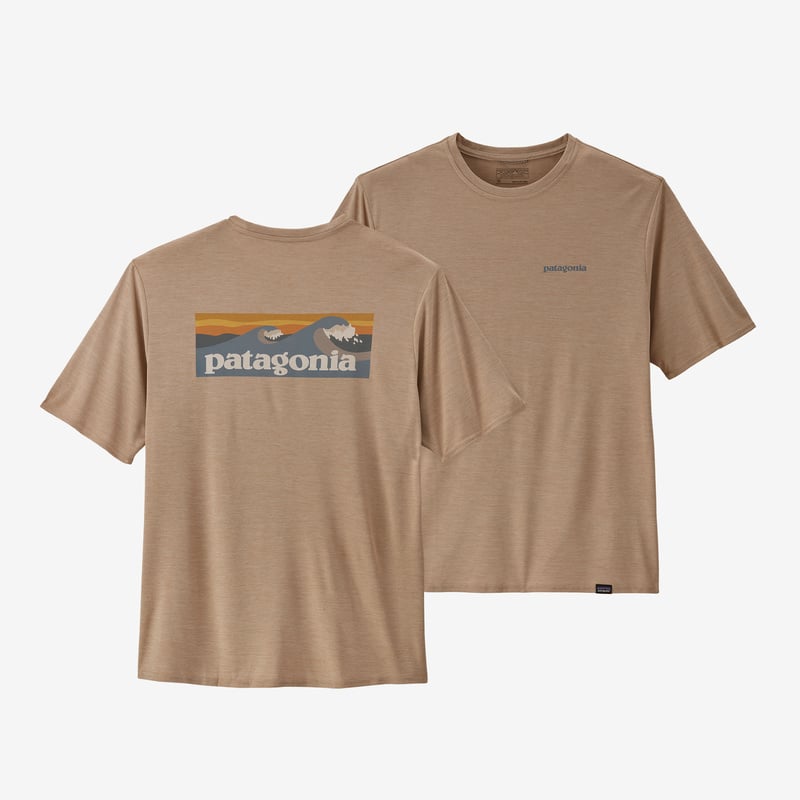 Patagonia Men's Capilene® Cool Daily Graphic Shirt - Boardshort Logo: Oar Tan X-Dye