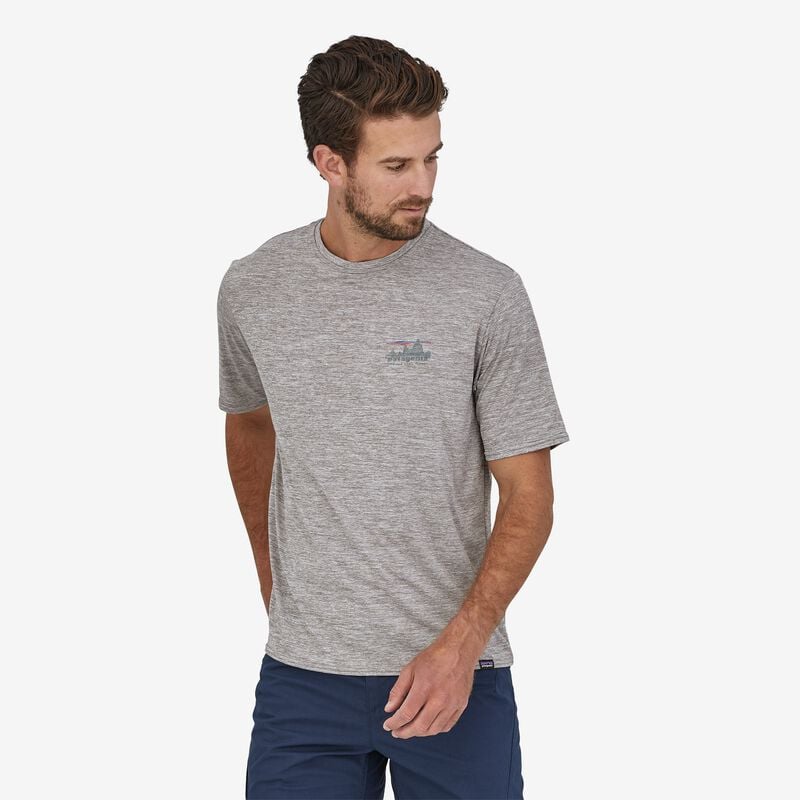 Patagonia Men's Capilene® Cool Daily Graphic Shirt - Boardshort Logo: Oar Tan X-Dye