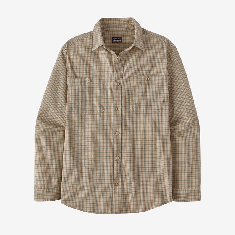 Patagonia Men's Long-Sleeved Pima Cotton Shirt - Traverse Plaid: Dark Natural