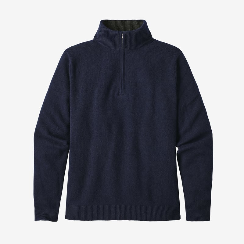 Patagonia Men's Recycled Cashmere 1/4-Zip Sweater - Navy Blue